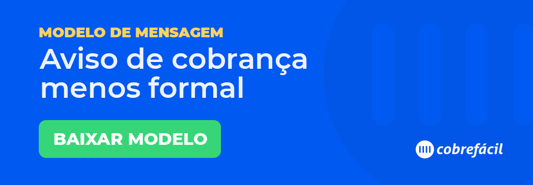 Modelo de aviso de cobrança menos formal