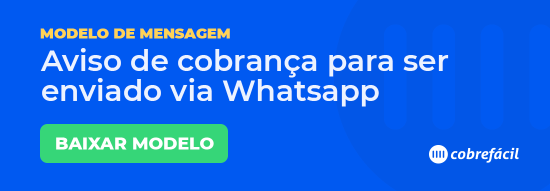 Modelo de aviso automático de cobrança via WhatsApp